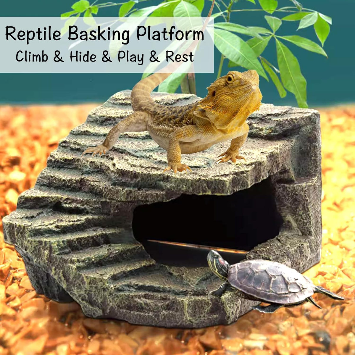 Large Turtle Basking Platform,Bearded Dragon Hide,Reptile Hideout