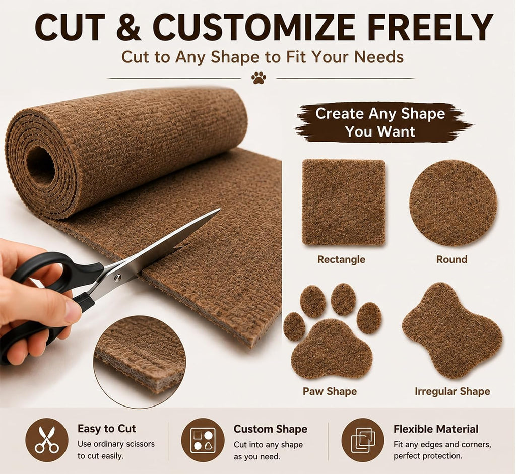Cat Scratch Furniture Protector Trimmable DIY Self-Adhesive Couch Protector from Cat Claws Covering Cat Scratching Post or Wall Indoor