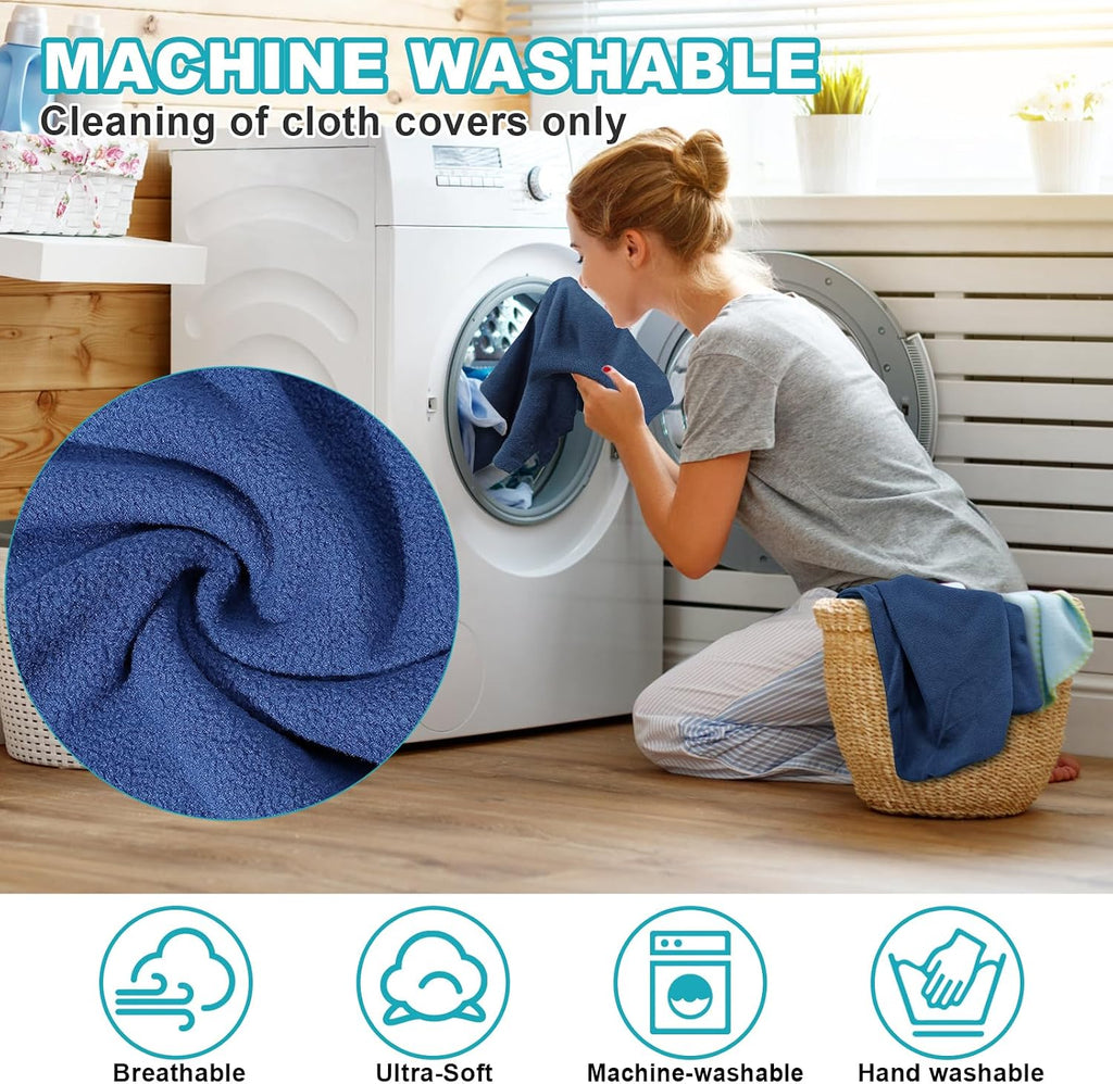 Large Dog Heating Pad for Dogs, Pet Heating Pad Electric, Waterproof, Heated Dog Bed with Timer, with Smart Thermostat Switch, Add Wire Rope with Blue Fabric Cover (Rose, 34x21 in)