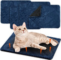Drydiet 4 Pcs Self Heating Cat Pad Self Warming Cat Bed 16x20 in, Navy Blue