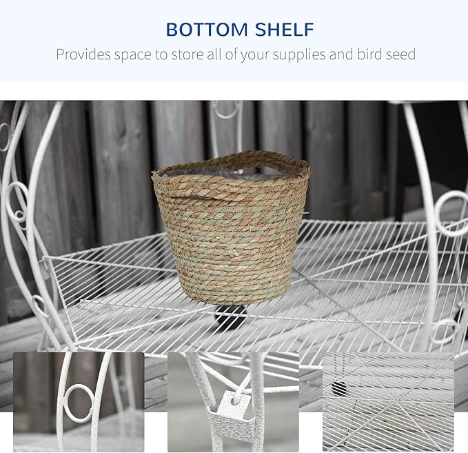 PawHut 44" Hexagon Covered Canopy Portable Aviary Flight Bird Cage - Image 4