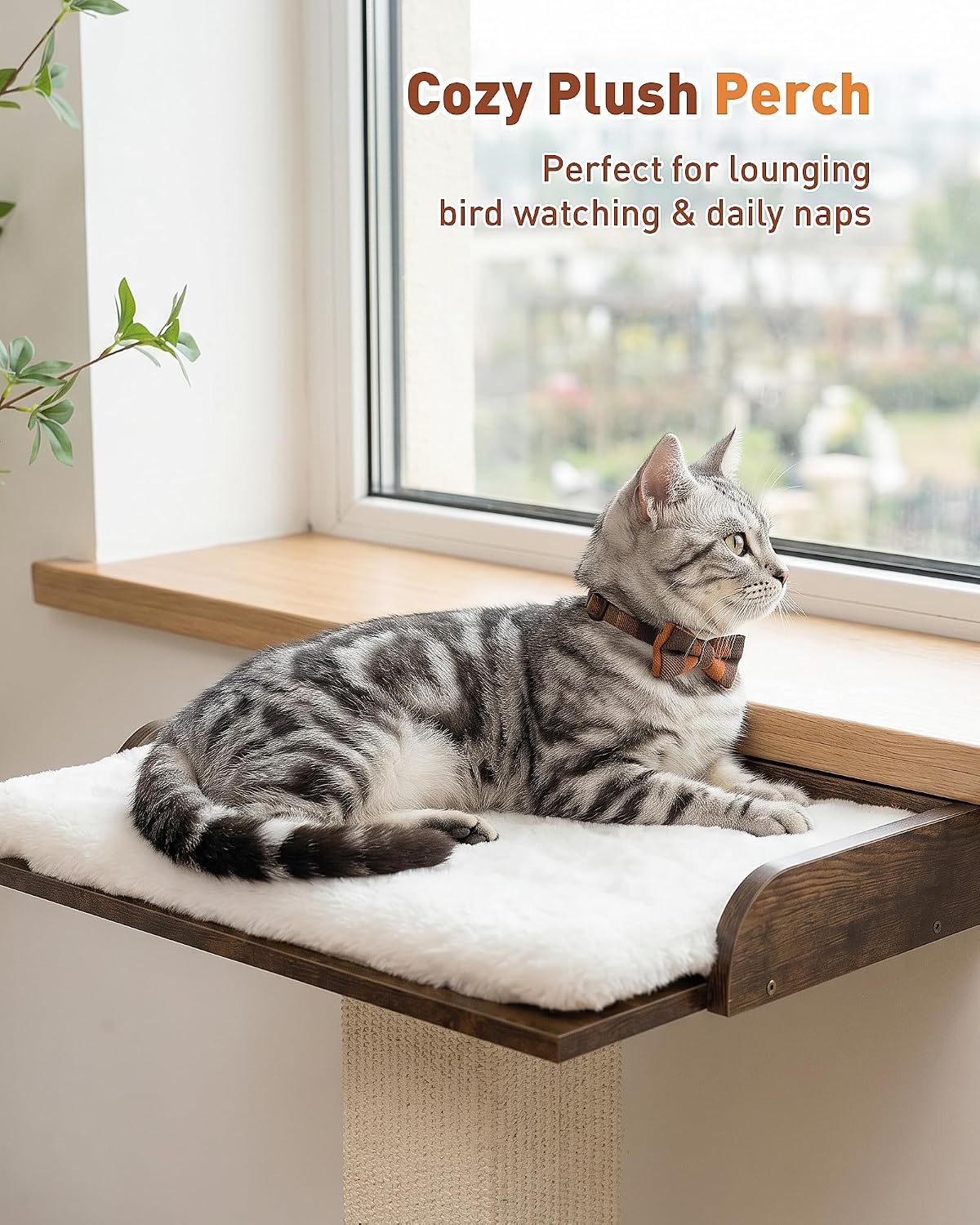 25.2" Retro Cat Scratching Post with Perch for Indoor Cats