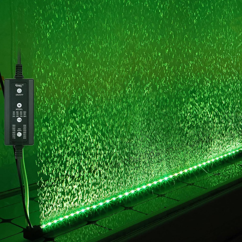 hygger Aquarium Bubble Bar with 24/7 LED Light, Quiet Fine Air Stone with Hose Check Valve, Adjustable Time Brightness Color Submersible Fish Tank Light, Air Diffuser Wall Decorations
