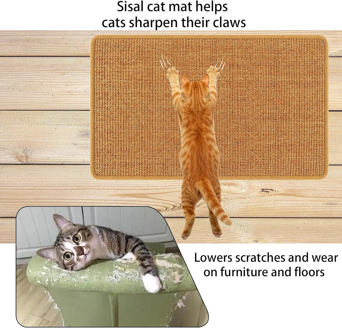 3 Pack Large Cat Scratch Pad 32 x 16 Inches Brown Sisal Mat