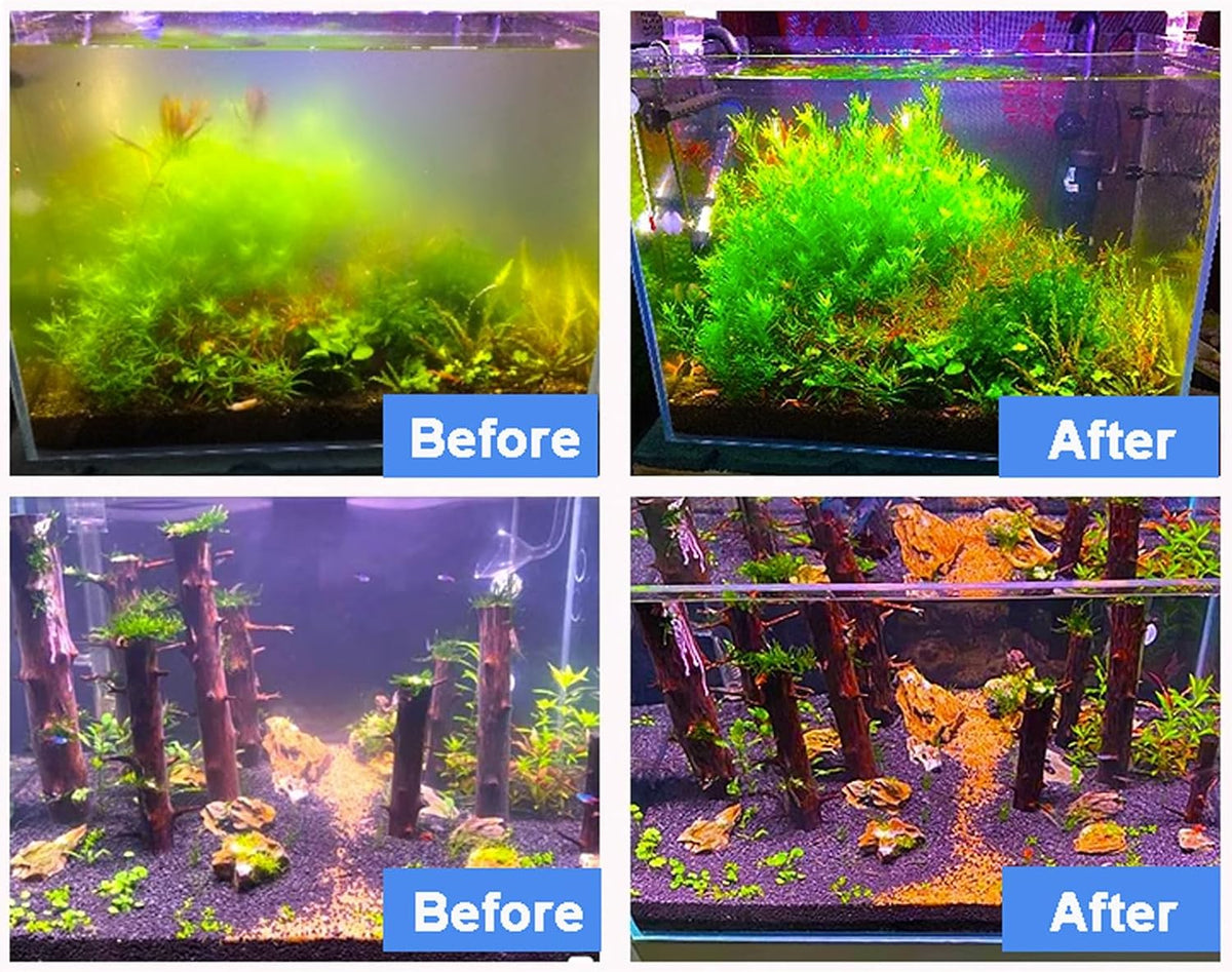 AQUANEAT Aquarium Filter 5W UV Bulb Green Water Killer Submersible Pump Filter 132 GPH for 75 Gallon Fish Tank