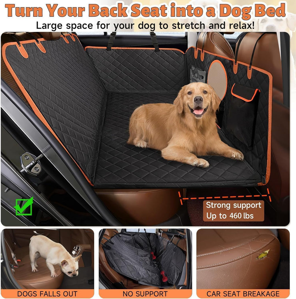 Hard Bottom Back Seat Extender for Dogs, Dog Car Seat Cover Holds 420 lbs