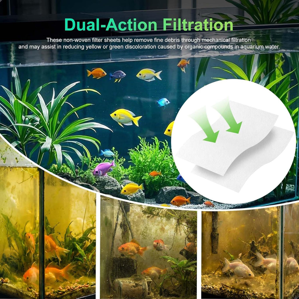 Aquarium Filter Sheets, Fits Most Standard Filters, 100 Pack