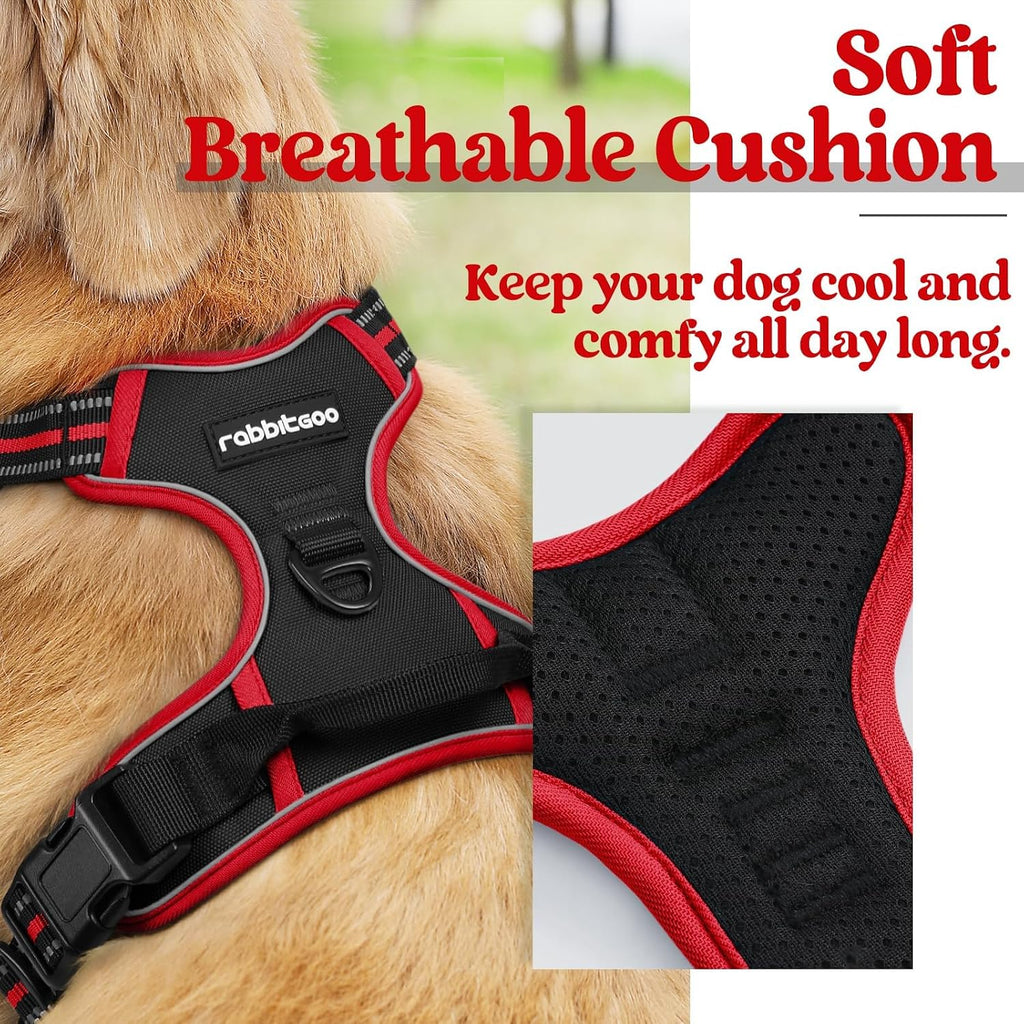 rabbitgoo Dog Harness, No Pull for Large Dogs with 2 Leash Clips, Pet Vest