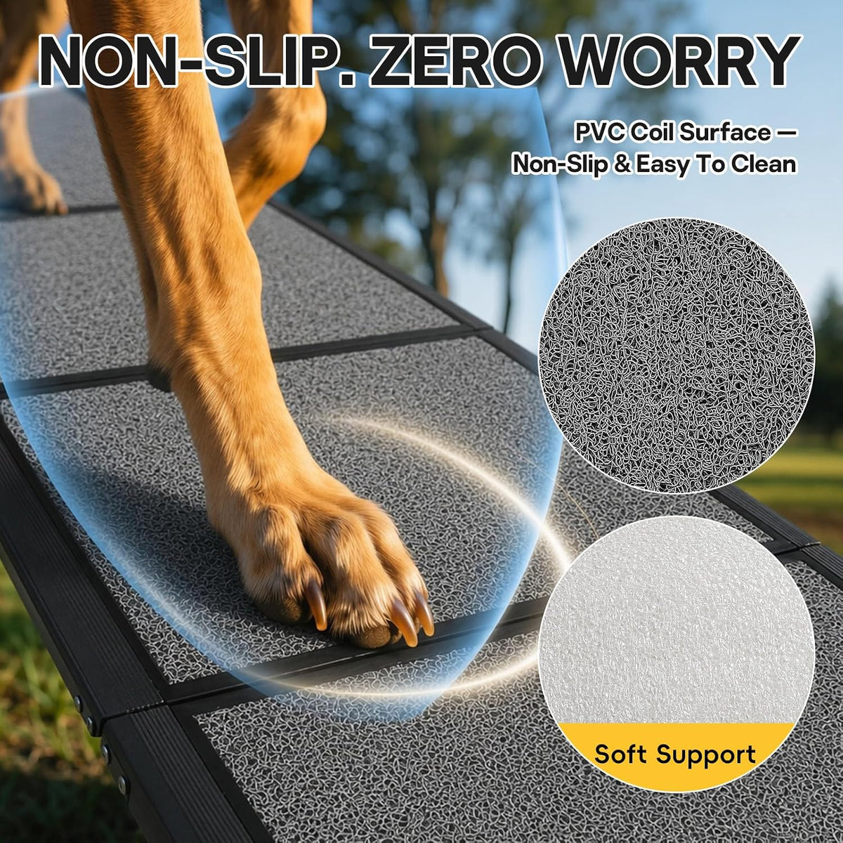 Dog Ramp for Large Pets, 71" L x 20" W, 300LBS Capacities Aluminum Pet Ramp