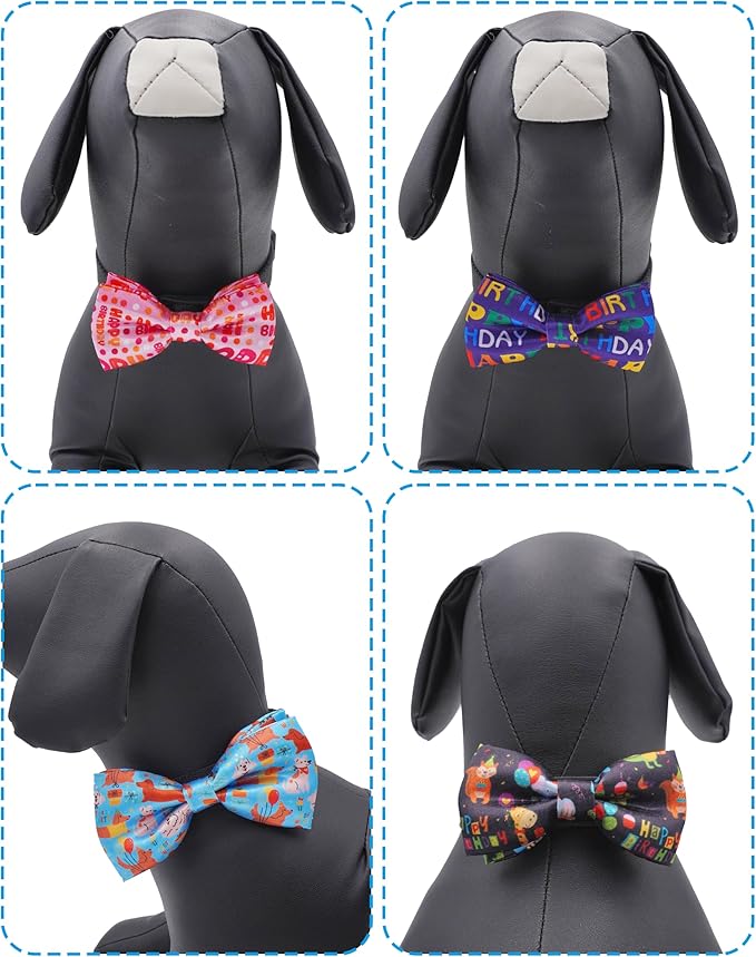 PET SHOW 5 Pack Happy Birthday Small Dog Bow Ties Sliding Collar Attachment - Image 4