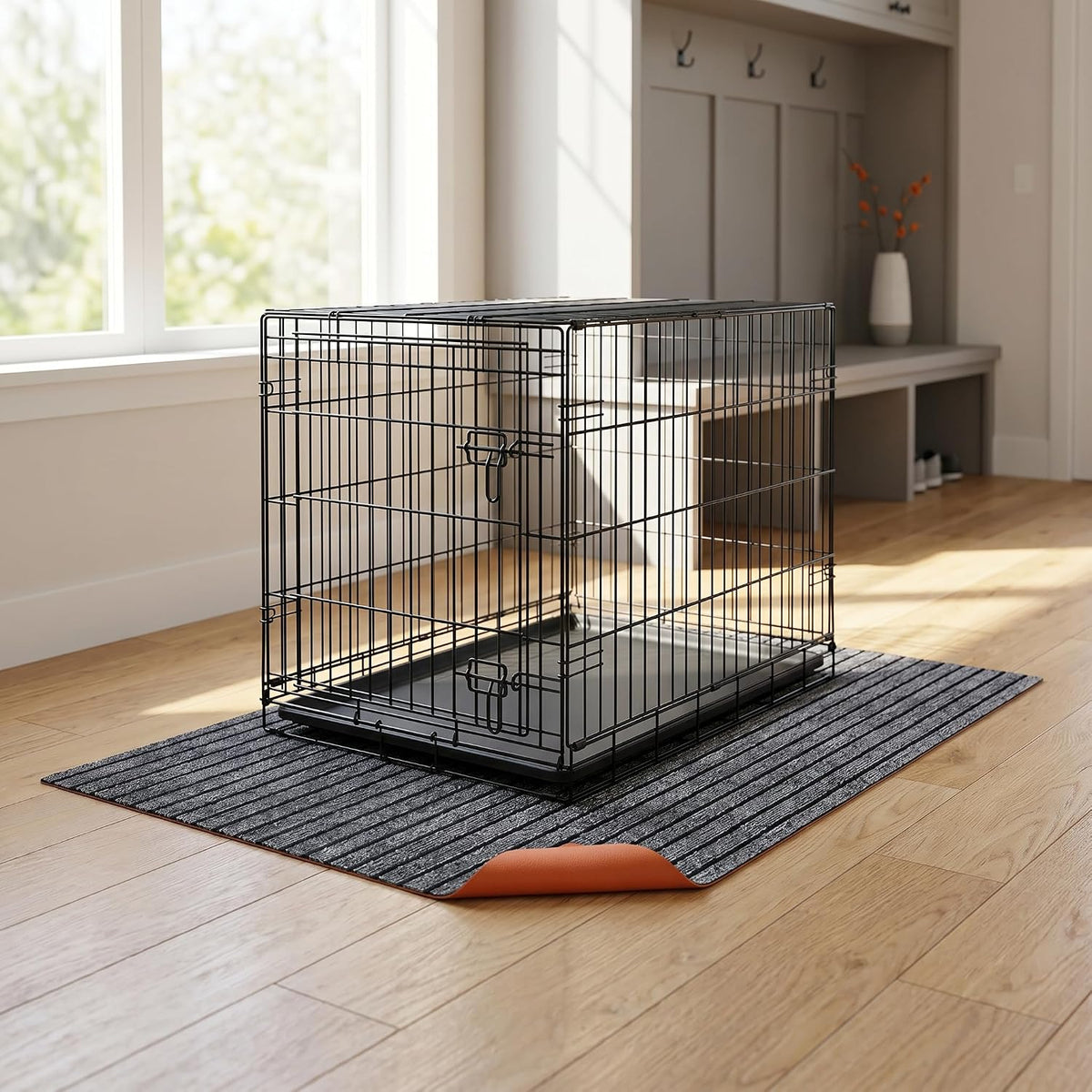 Non-Slip Extra Large Gray Waterproof Dog Crate Mat,45.28" x 59.06" x 0.23"