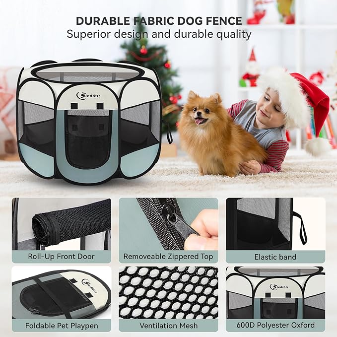 Dog Playpen, Puppy Pet Playpen, Medium Dogs Tent Crates Cage Indoor/Outdoor - Image 4