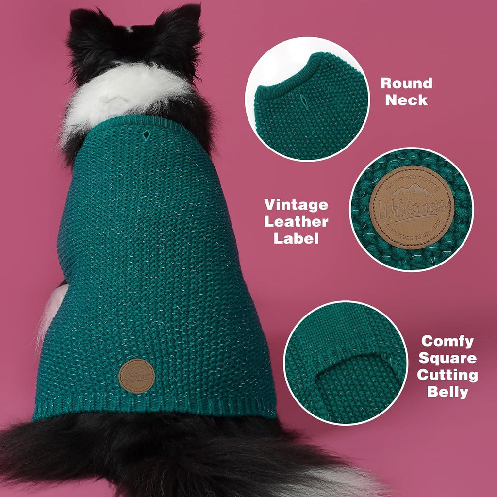 KYEESE Reflective Yarn Dog Sweater for Small Medium Dog Thick Knit Pullover