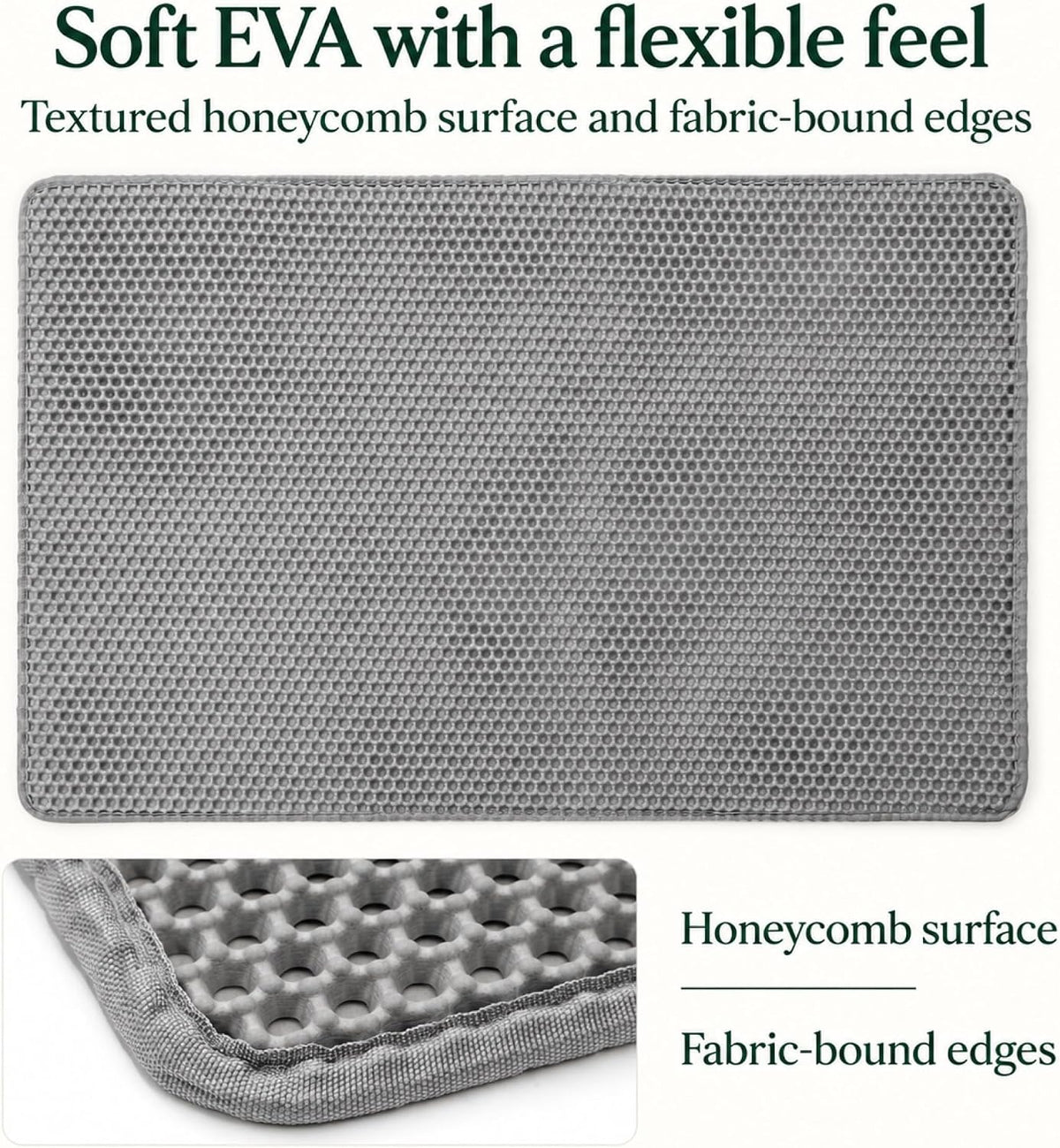 Paw Ballet Cat Litter Mat, Double-Layer Honeycomb, 35.5 x 23.5 in, Grey