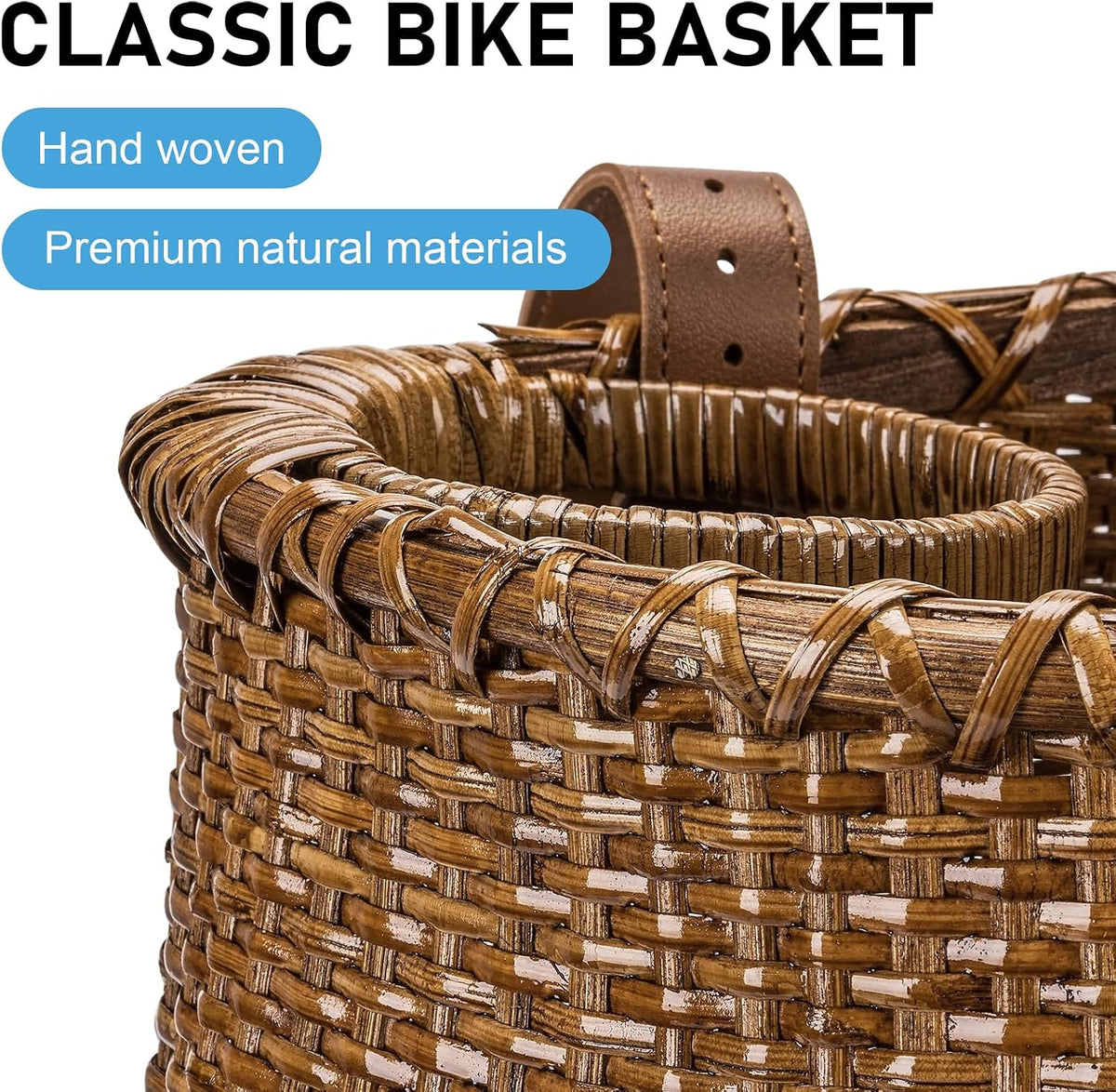 CXWXC Bike Basket - Handmade Rattan Bike Baskets for Girls Women