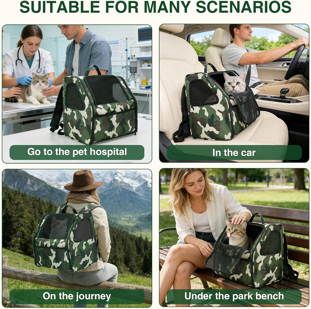 Cat Carrier Backpack Camouflage Pet Backpack for Cats Up to 11lbs