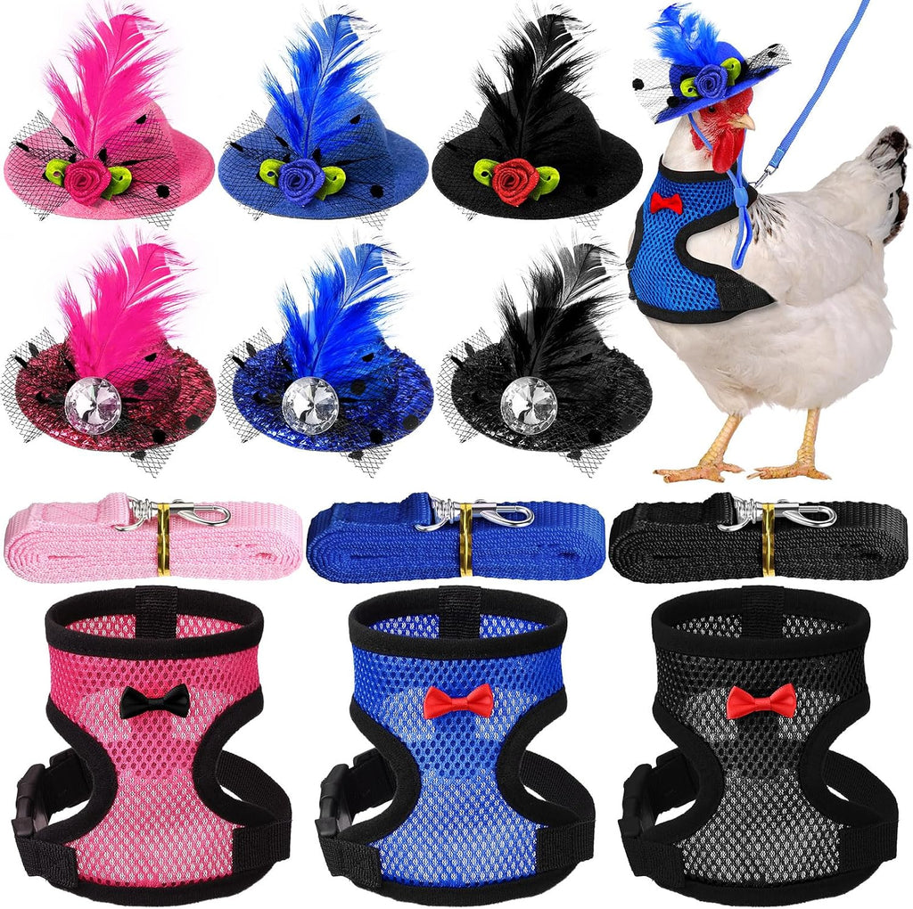 Zhanmai 9 Pcs Chicken Harness and Leash for Hens, Chicken Accessories, L