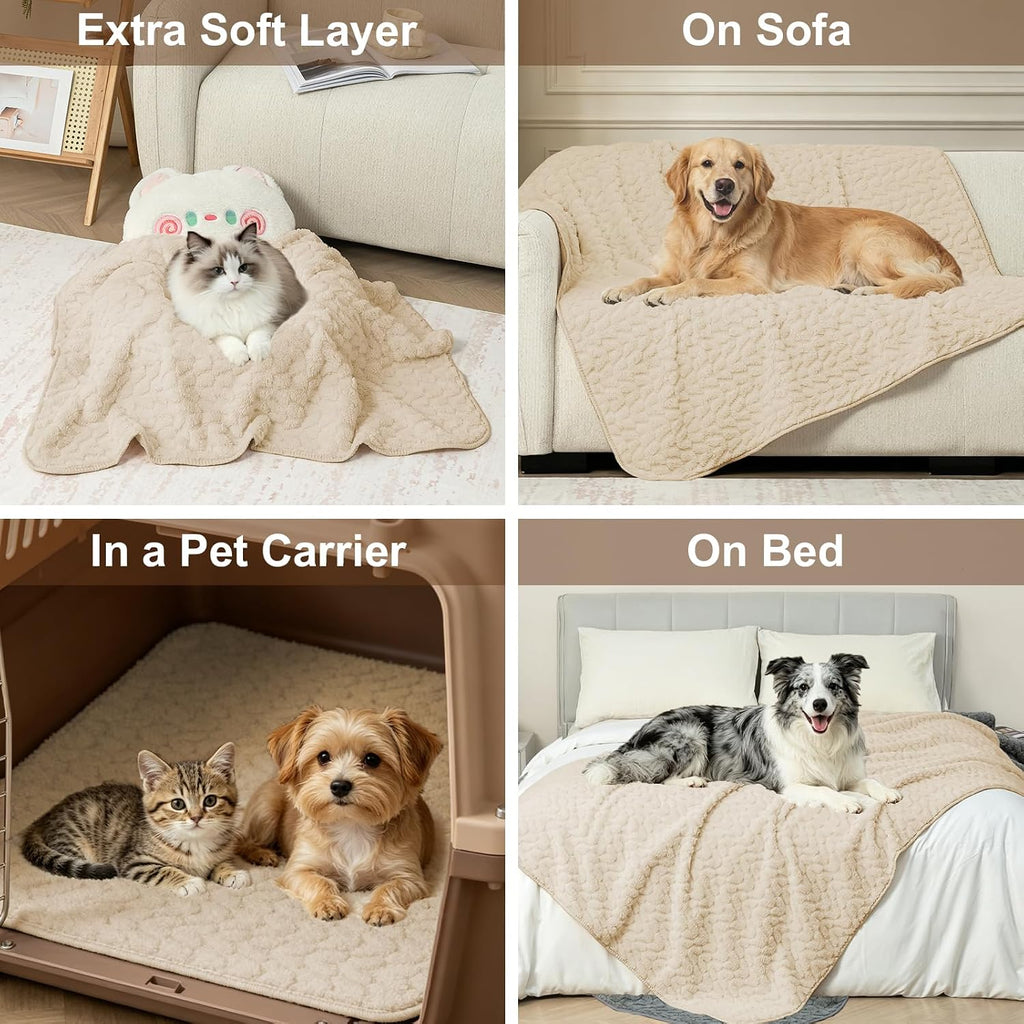Ameritex Waterproof Dog Blanket Reversible, Leakproof Pet Blanket for Large Dogs, Soft Furniture Sofa Couch Cover Protector Washable, Fleece Cat Throw Bed, Reversible Washable Soft Plush