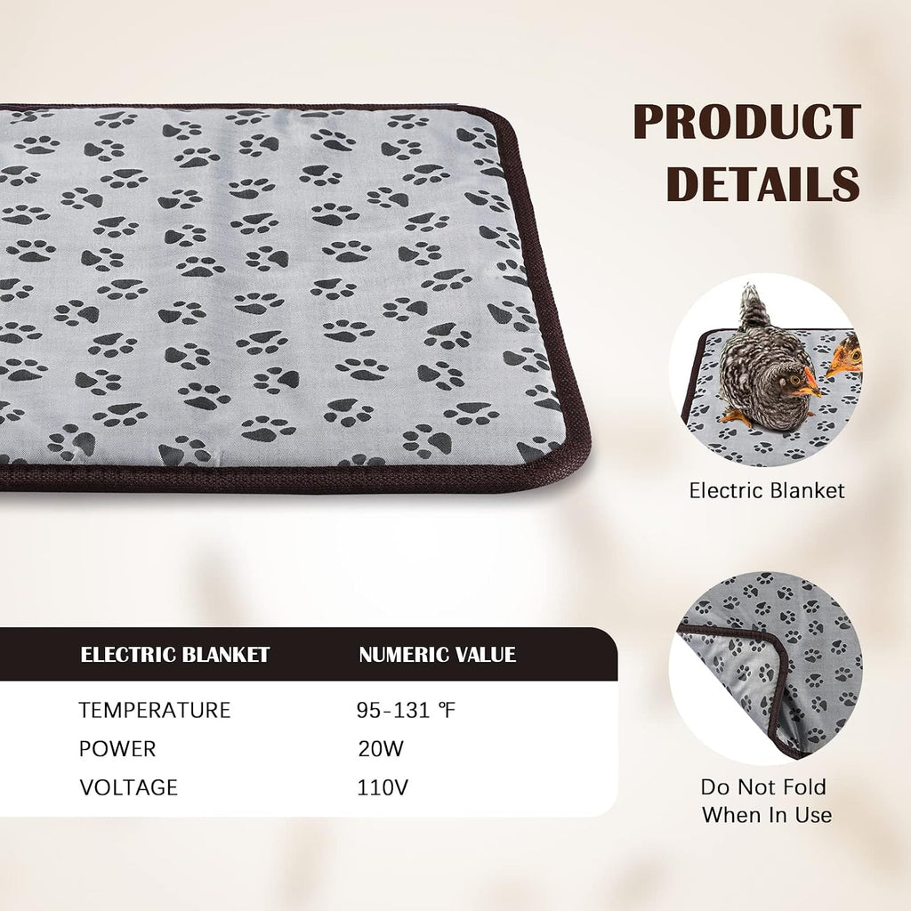 Hortsun 20W Heating Pad Chicken Coop Rabbit Cat Dog 110V Chew Resistant