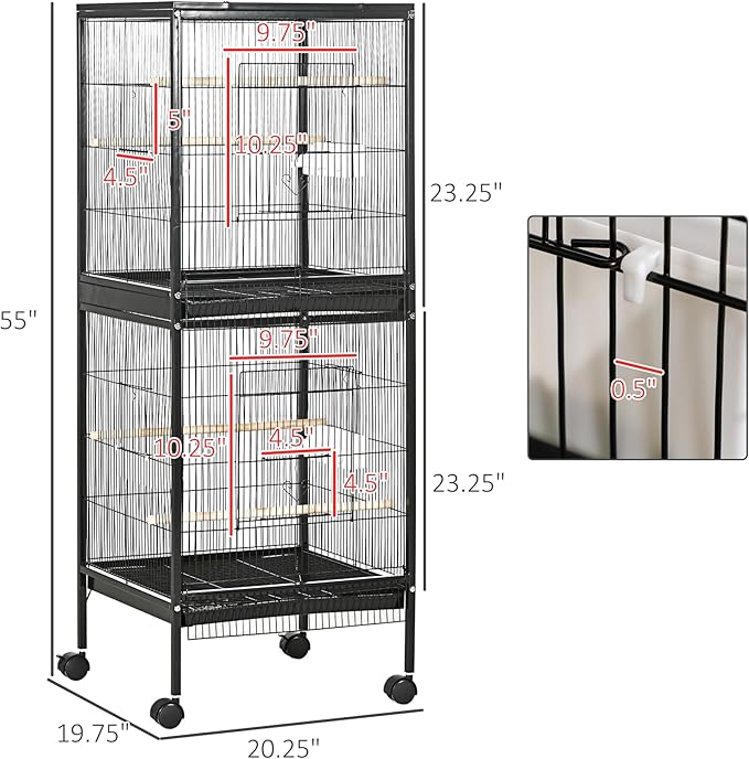PawHut Large Bird Cage with 1.7 ft. Width - Image 7