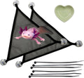 Axolotl Hammock For Aquarium with Ceramic Feeding Dish, Axolotl Hammock with Bowl, Reptile Triangle Hammocks with Tray Feeder, Axolotls Accessories For Tank, Bearded Dragon Tank Accessories (Black, S)