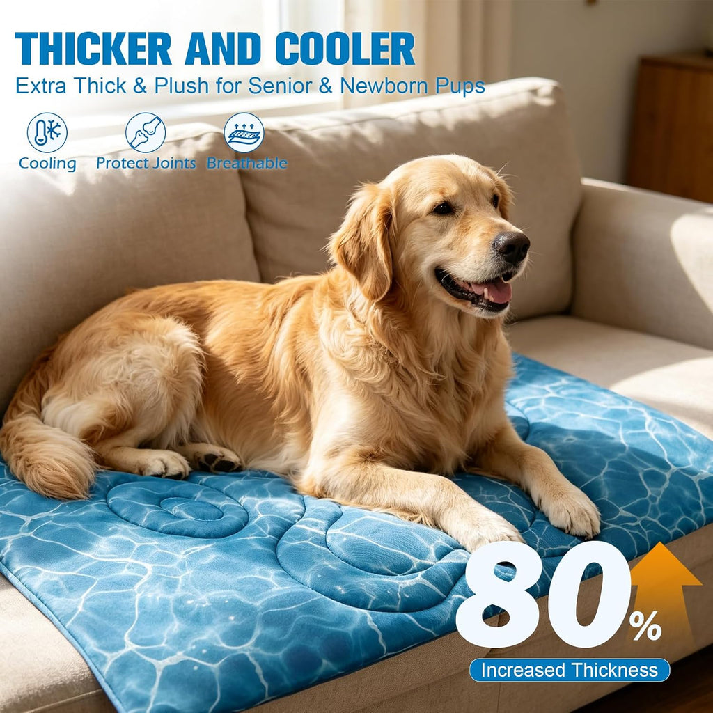 EXPAWLORER Dog Cooling Mat, Double-Sided Foldable Dog Bed for Dogs Cats Large Kitten, Pet Self Cooling Kennel for Summer, Blue Pad Coolings Dog Blanket for Crate Car Both Indoorand Outdoor Washable