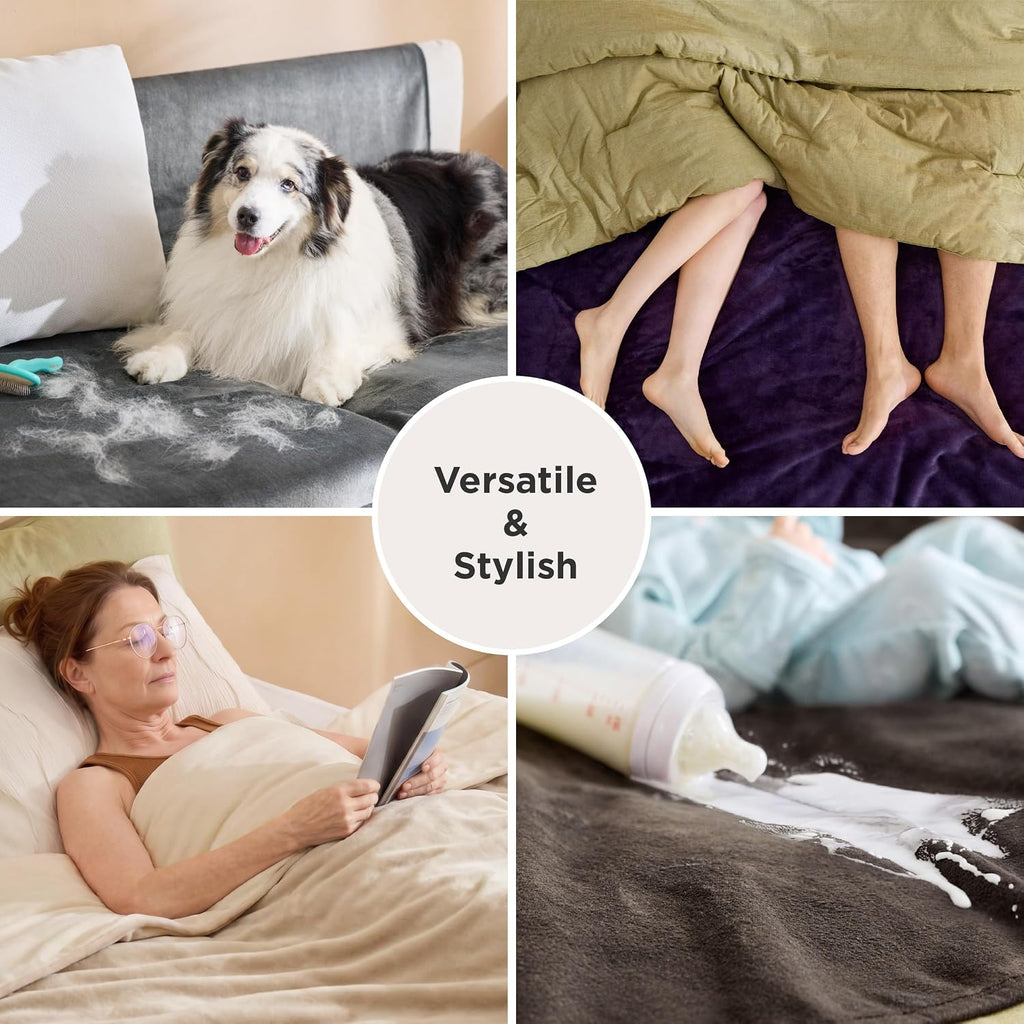 Bedsure Waterproof Blanket Soft Flannel Fleece Couch Cover,50x60 Grey
