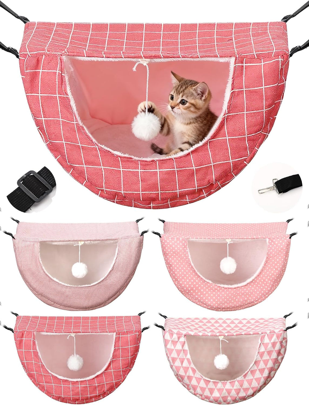 Unittype 2 Pieces Cat Cage Hammock Hanging Pet Bed, 2 Styles, Boho