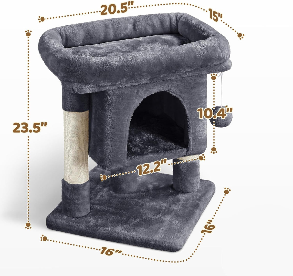 Yaheetech Small Cat Tree 23.5in for Kittens & Senior Cats, Low Profile Gray
