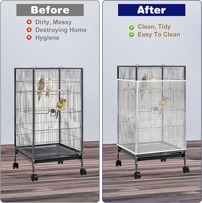 Universal Bird Cage Seed Catcher Net, Stretchy Band Skirts Bird Cage Net - Image 4