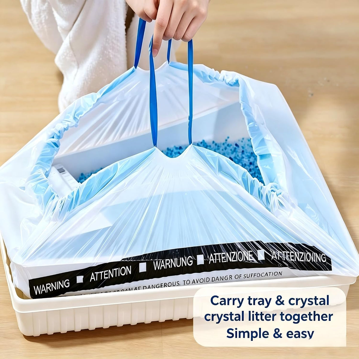 Crystal Cat Litter and Disposable Litter Trays 5 Sets Compatible with Petsafe Scoop-Free Classic/Legacy/Smart Litter Boxes, Triple Leak Proof Design, Excellent OdorControl, One-Hand Disposing.