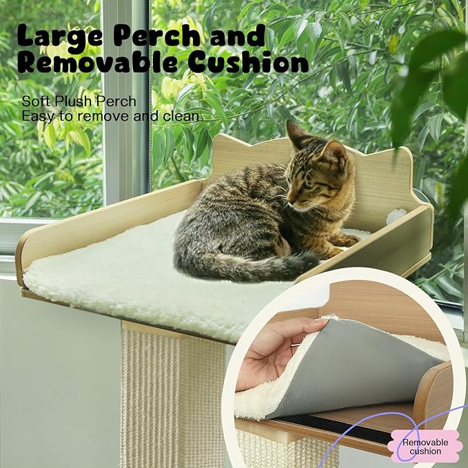 Cat Window Perch with Thick Sisal Scratching Post, Cat Hammock - Image 5