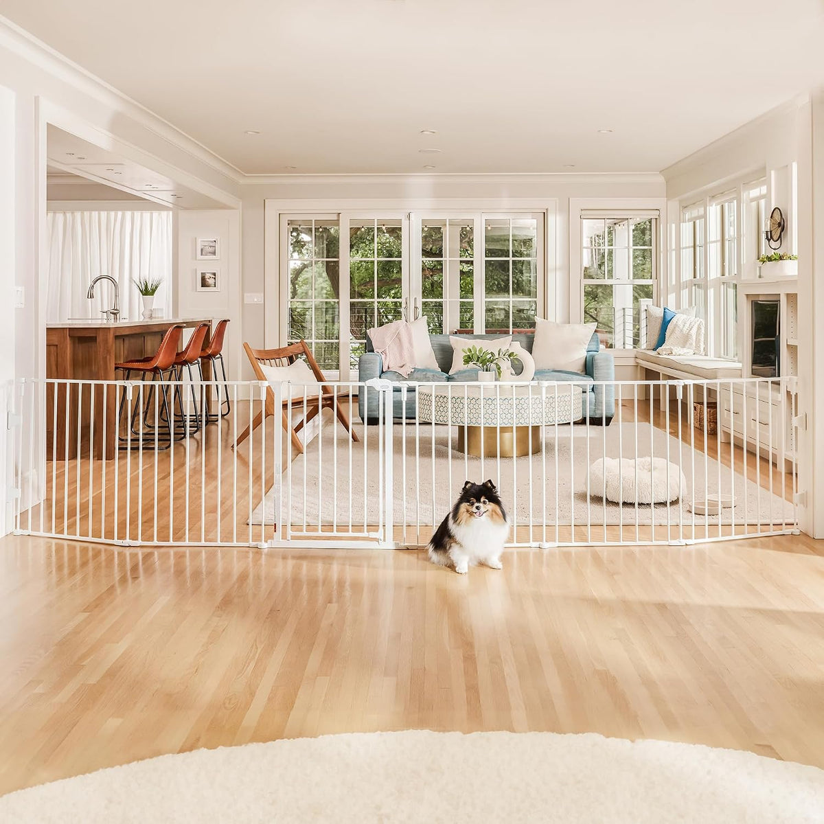 Carlson 6-Panel Convertible Pet Yard & Extra Wide Metal Dog Gate, White