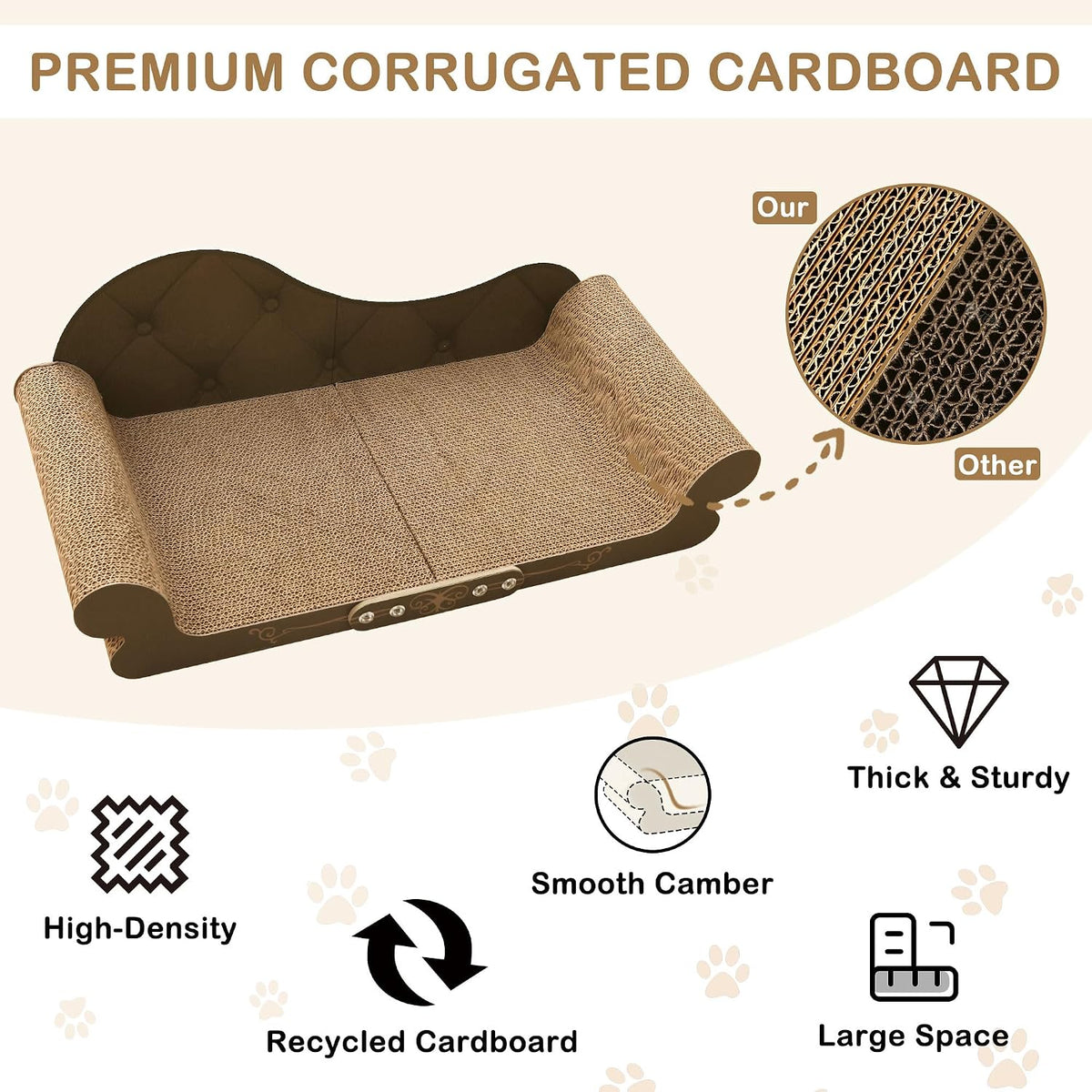 Large Cat Scratcher Bed, Cardboard Cat Couch Scratching Board， 26.7 inch