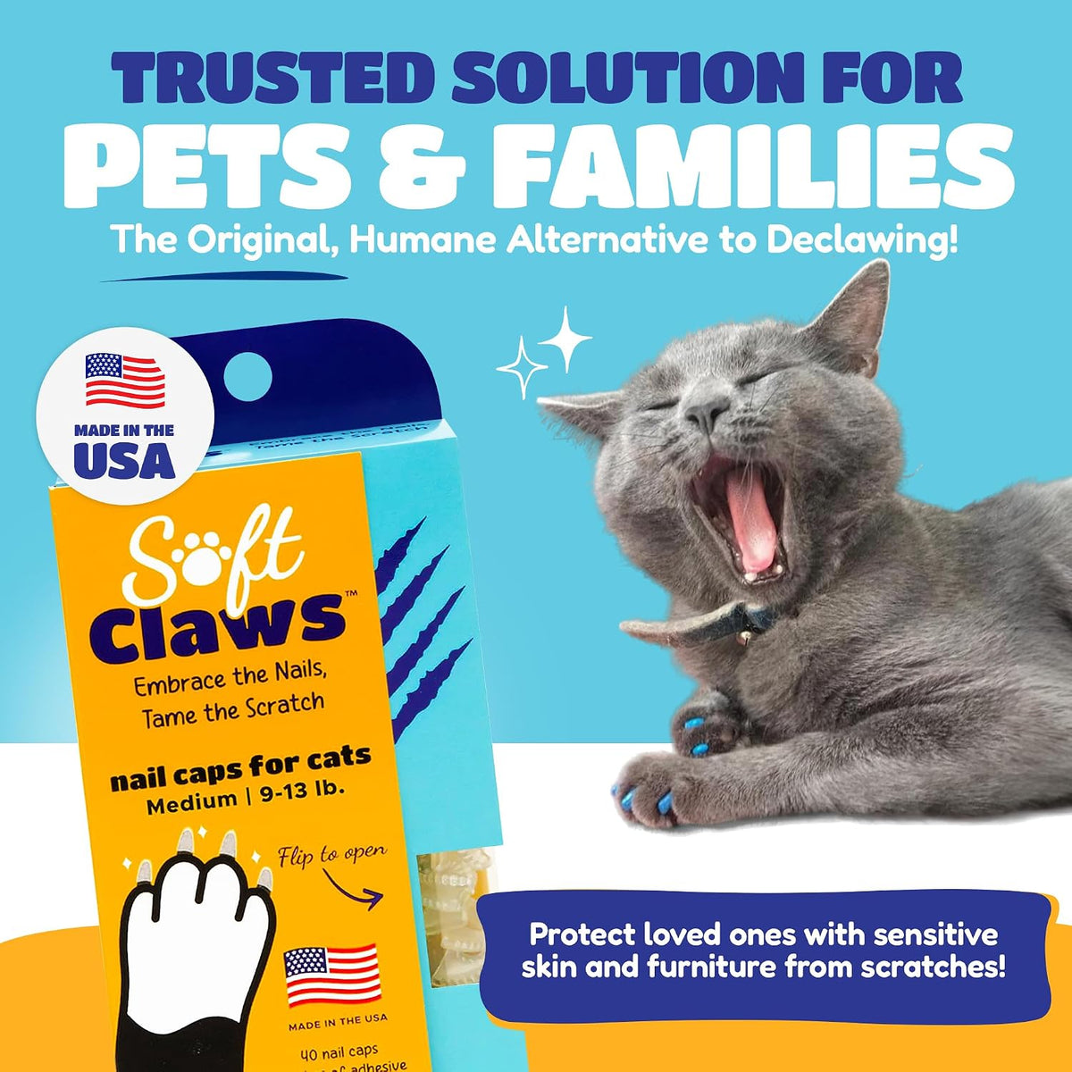 Soft Claws Nail Caps with Nail Scissors for Medium Cats – (40 Caps, Pink) - Veterinarian-Developed | Protects Furniture & Skin - Easy to Apply, Long-Lasting Anti-Scratch Soft Cat Claw Covers