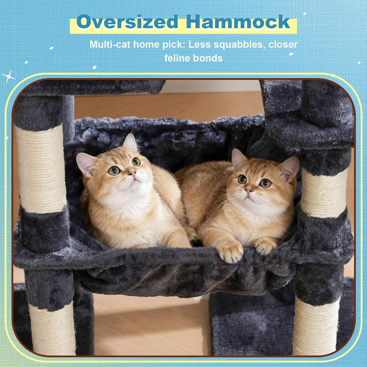 Hey-brother Cat Tree Tower with Plush Steped Condos, Big Platform, MPJ071G
