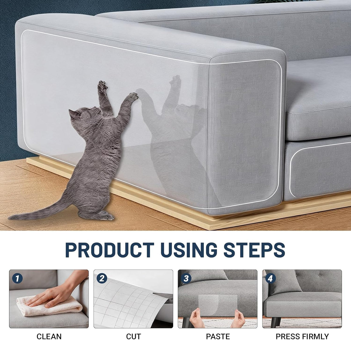 Anti Cat Scratch Furniture Protector, Single-Sided Sticky Couch Protector