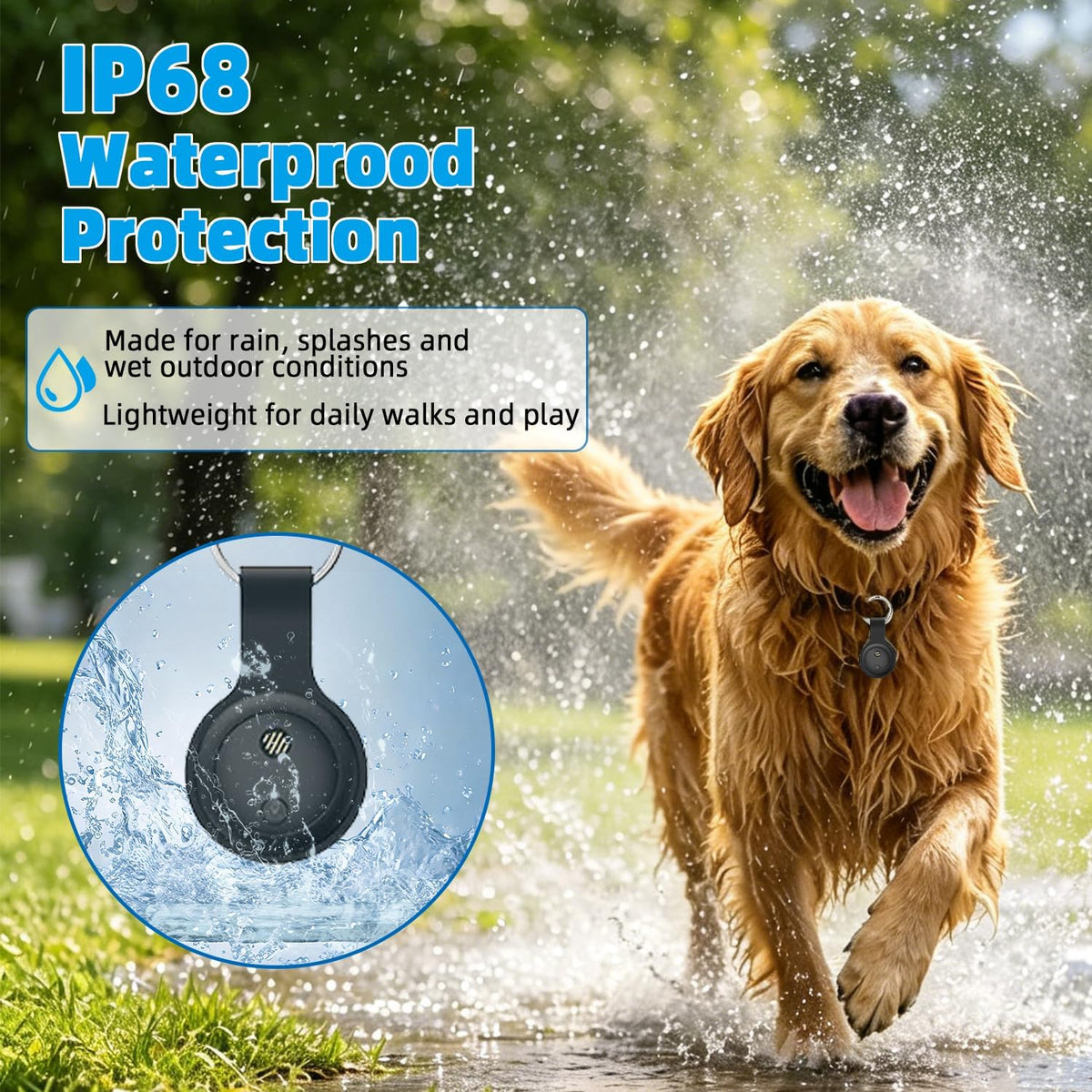 GPS Tracker for Dogs, Smart Dog Tracker with Real-Time Location, for Android and iPhone No Monthly Fee & No SIM Card- Pet Location Tracker with Holder, IP68 Waterproof, Indoor & Outdoor Pet Safety Use