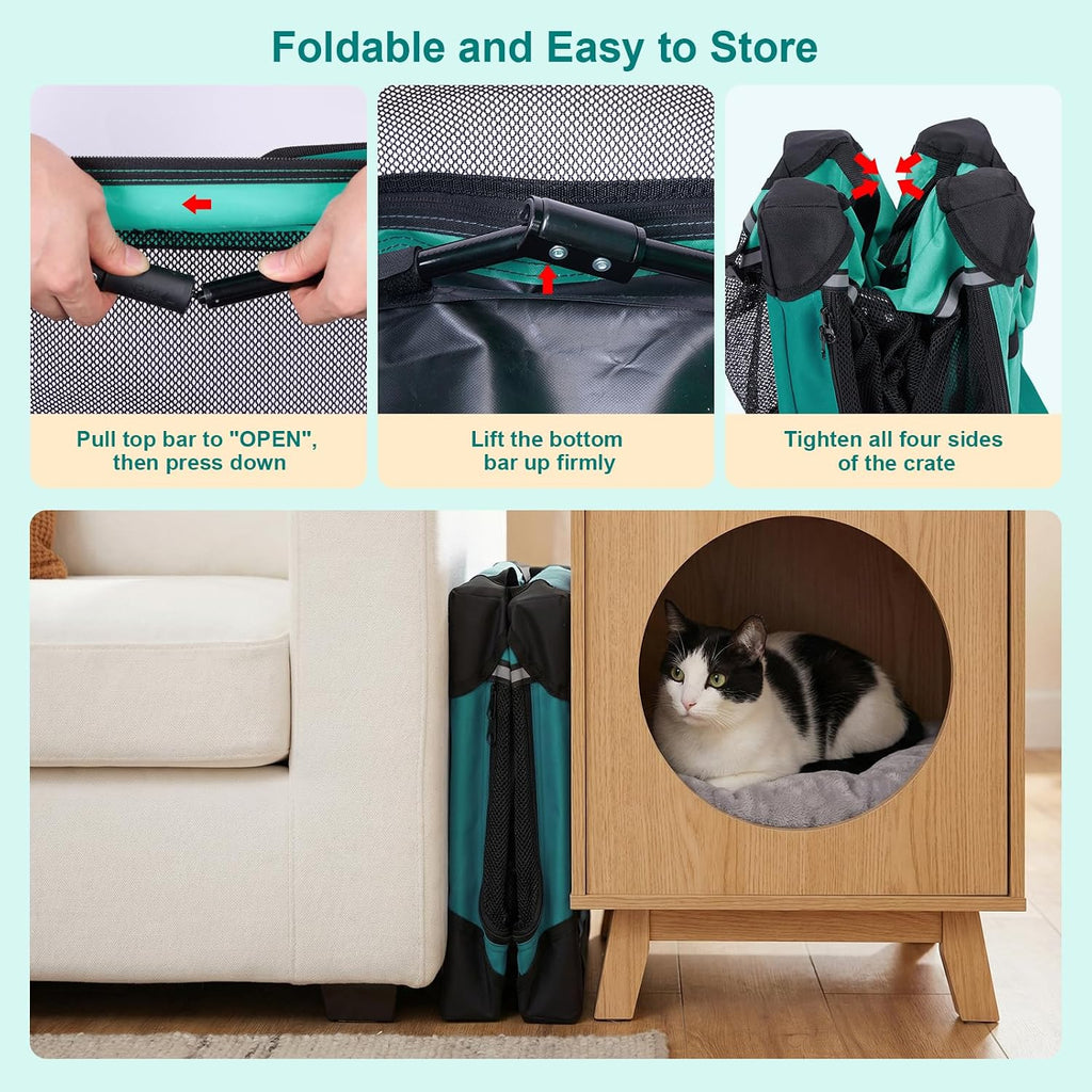 Ownpets Collapsible Travel Pet Crate for Cat Doggie, 24x16x16 inches, Green