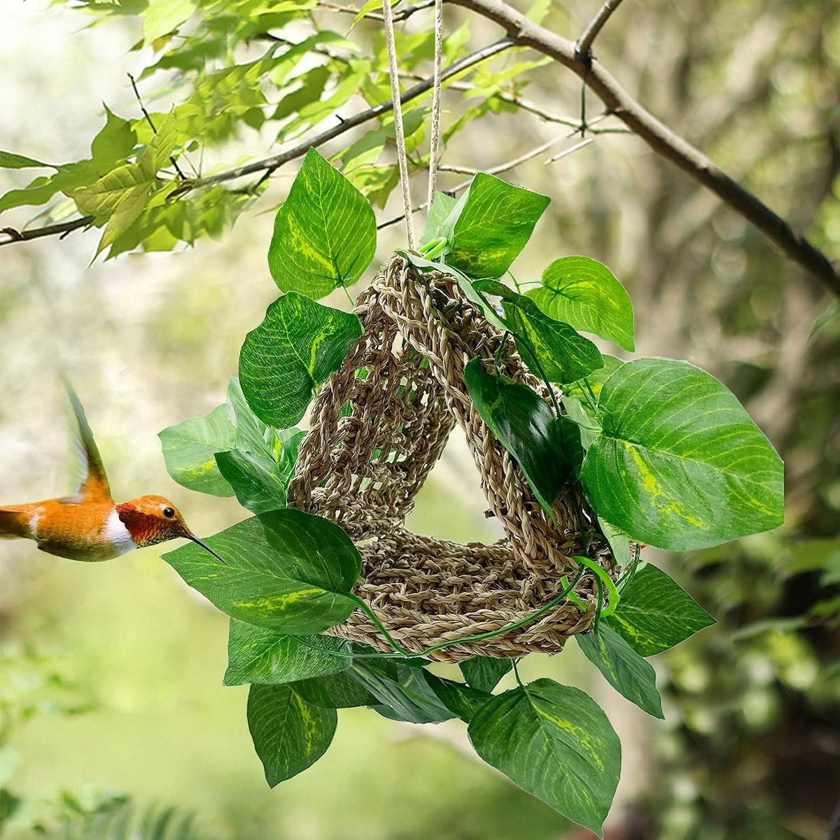3 PCS Parrot Seagrass Mat,7.1Inch Bird Swing Hammock Woven Climbing Net