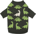 Fitwarm Dinosaur Dog Jacquard Sweater, Knitted Winter Clothes for Small Dogs Boy Girl, Cozy Pet Outfit, Dark Green, Olive, White, Medium