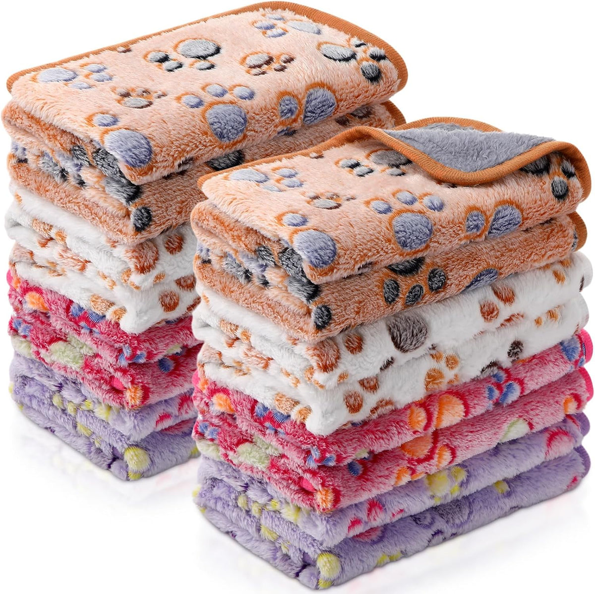Tudomro 8 Pcs Guinea Pig Fleece Cage Liners, Paw, 16 x 24 Inch