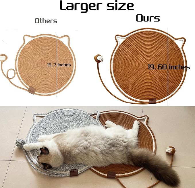 Cat Scratching Mat Natural Cotton Rope Cat Scratching Pad, Large Size Scratcher - Image 2