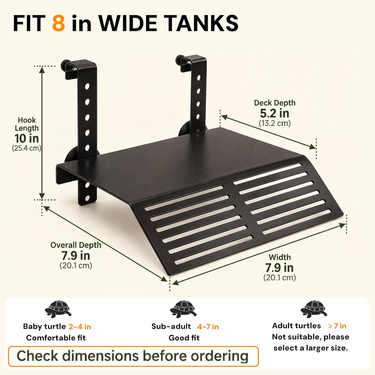 Turtle Basking Platform Large, 7.9 x 7.9 x 1.6 In Heavy Duty Dock