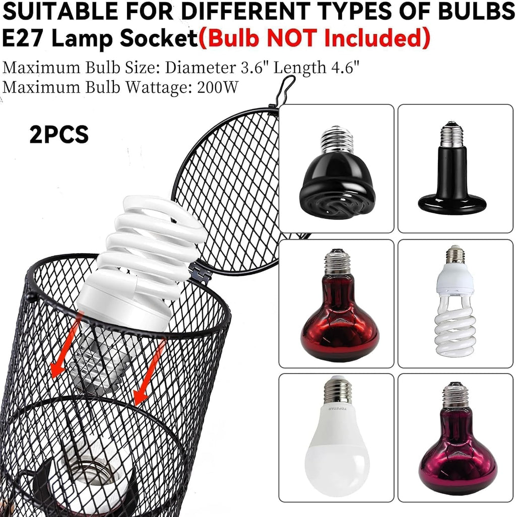 2 Pcs Reptile Heat Lamp Guard Anti Scald,150w Ceramic Heat Emitter Holder