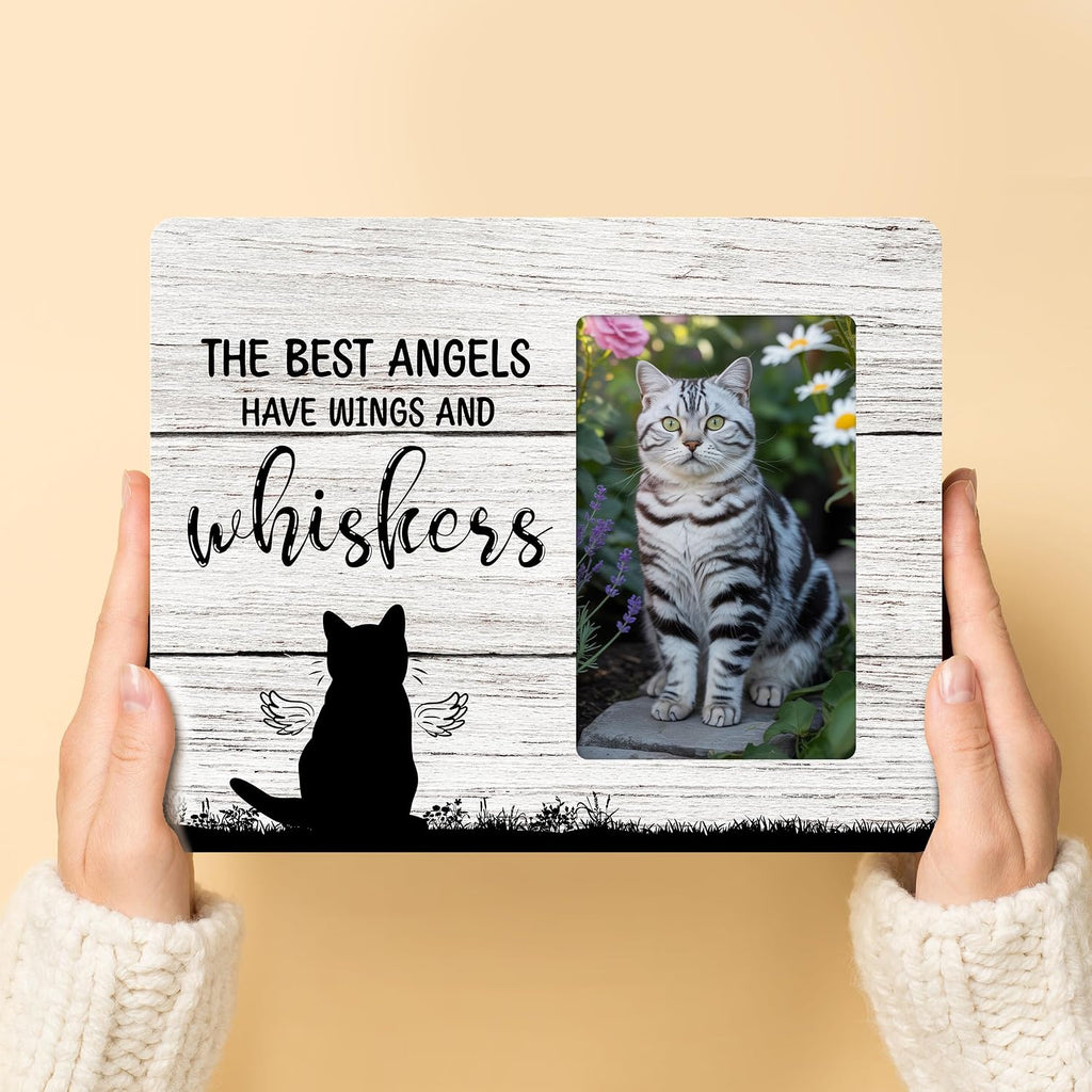 Cat Memorial Gifts for Loss of Cat, Pet Sympathy Gift Wooden Picture Frames, 4x6 inch Photo