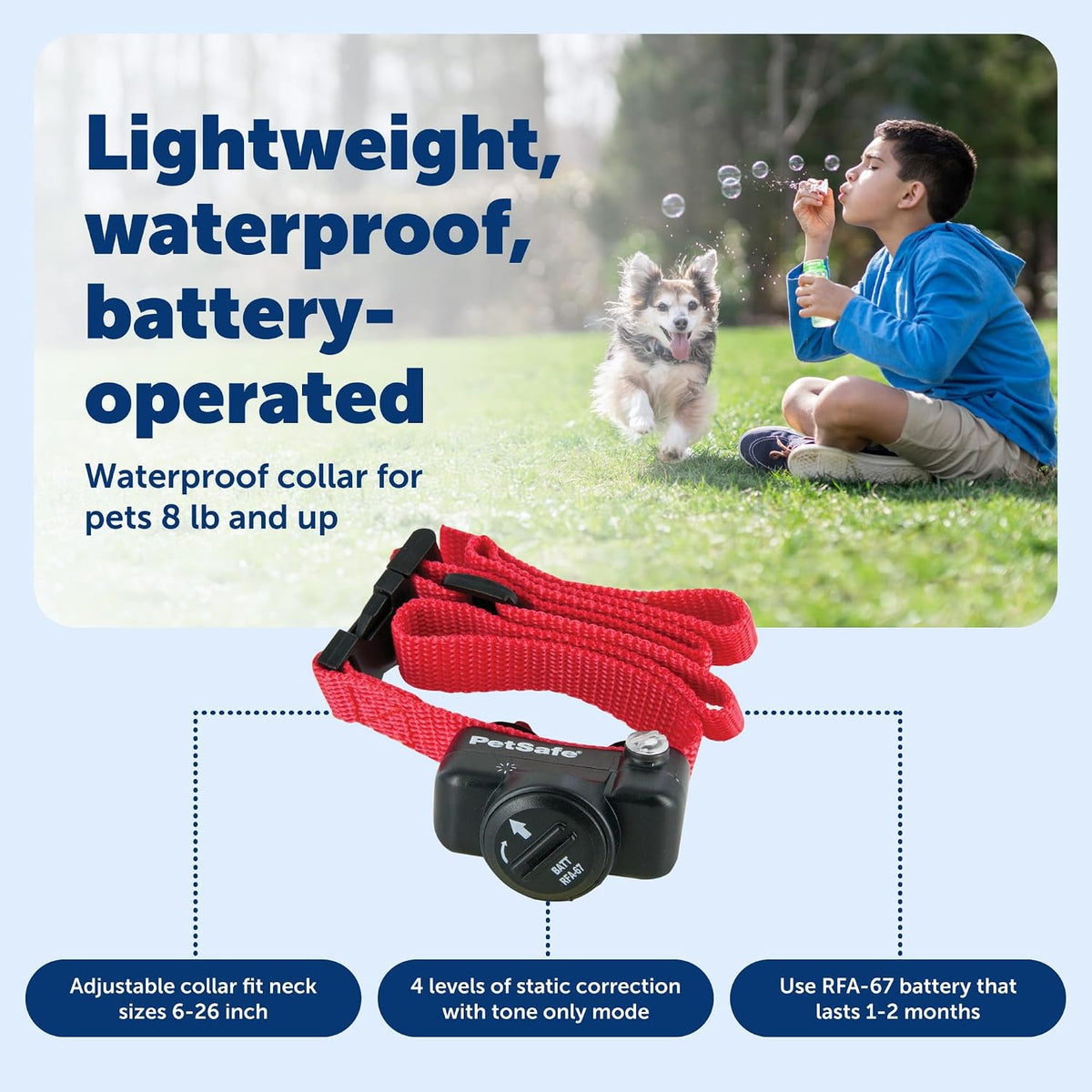PetSafe In-Ground Pet Fence for Dogs and Cats Over 8 lb. - Waterproof Electric Dog Collar with Tone and Static Correction