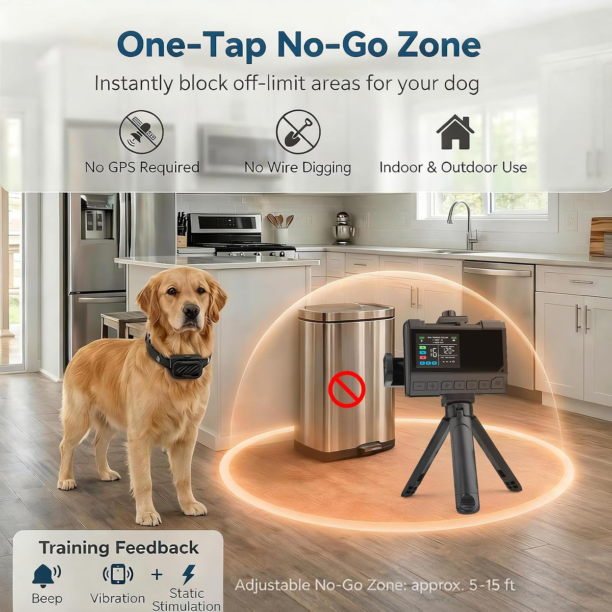 Invisible Fence for Dogs – 3-in-1 Wireless Boundary & Training System, Stable UWB Signal, Up to 1 Acre Coverage, Waterproof Collar, Indoor & Outdoor Use