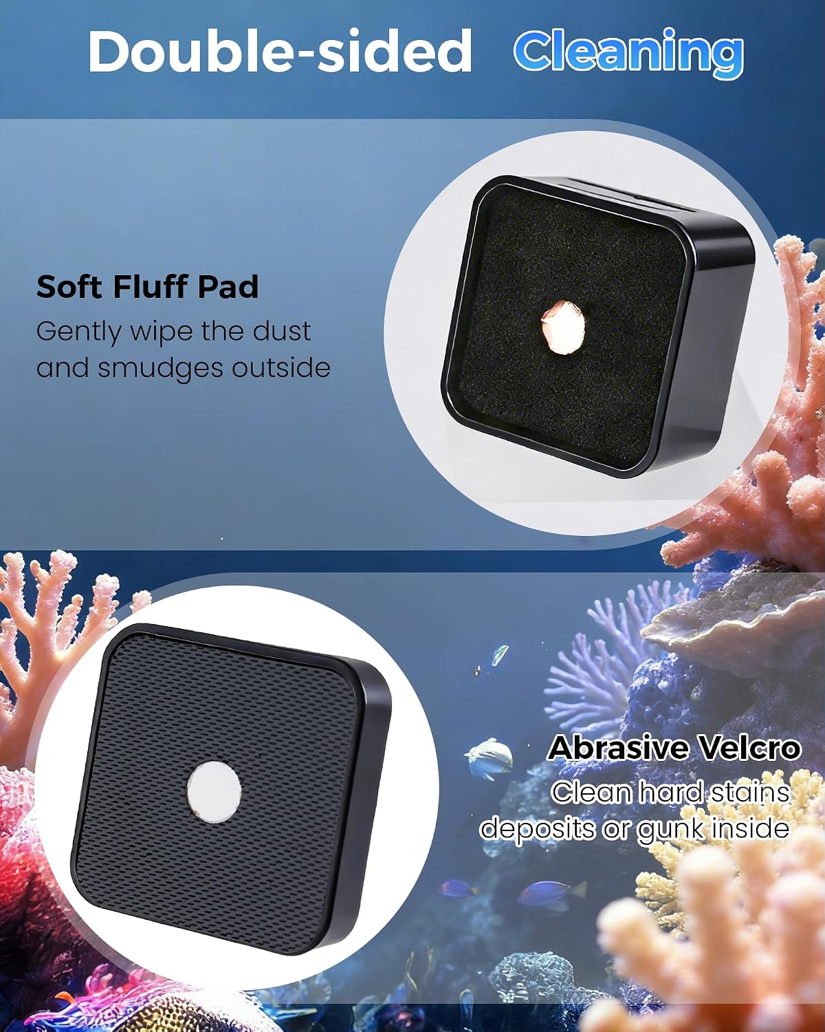 Aquarium Magnetic Cleaner with Thermometer 2 in 1 Fish Nano Tank Glass Cleaner Tool Algae Scrapers Mini Magnet Brush Only for Glass Tank (Up to 20 Gallons)