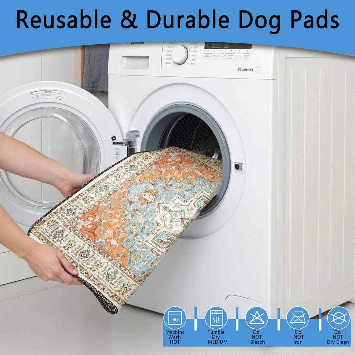 2PCS Washable Pee Pads for Dogs Absorbent Reusable Training Pads